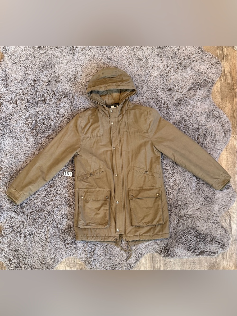 Topman Hooded Field Parka in Olive Green